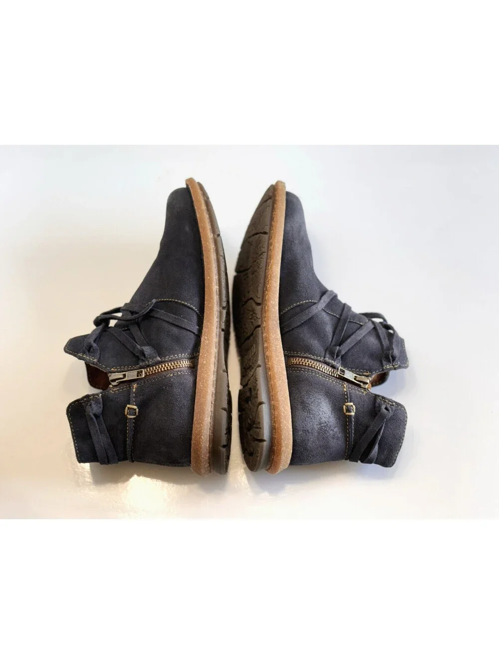 Born Tarkiln Ankle Booties Women's Size 8.5 Navy Blue Distressed Suede Zip Comfy